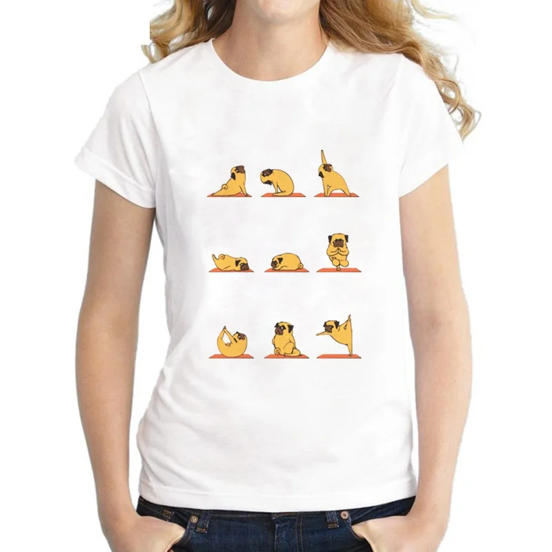 Животное Забавный дизайн Померанский/Кот/сотт/Слон/Английский бульдог/мопс бостонские терьеры Йога футболка для мужчин и женщин футболка