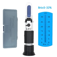 0~32% Brix Tester Hand-held Refractometer with ATC Sugar Saccharimeter Meter Grape Sweetness Content Measure For Juice Vegetable