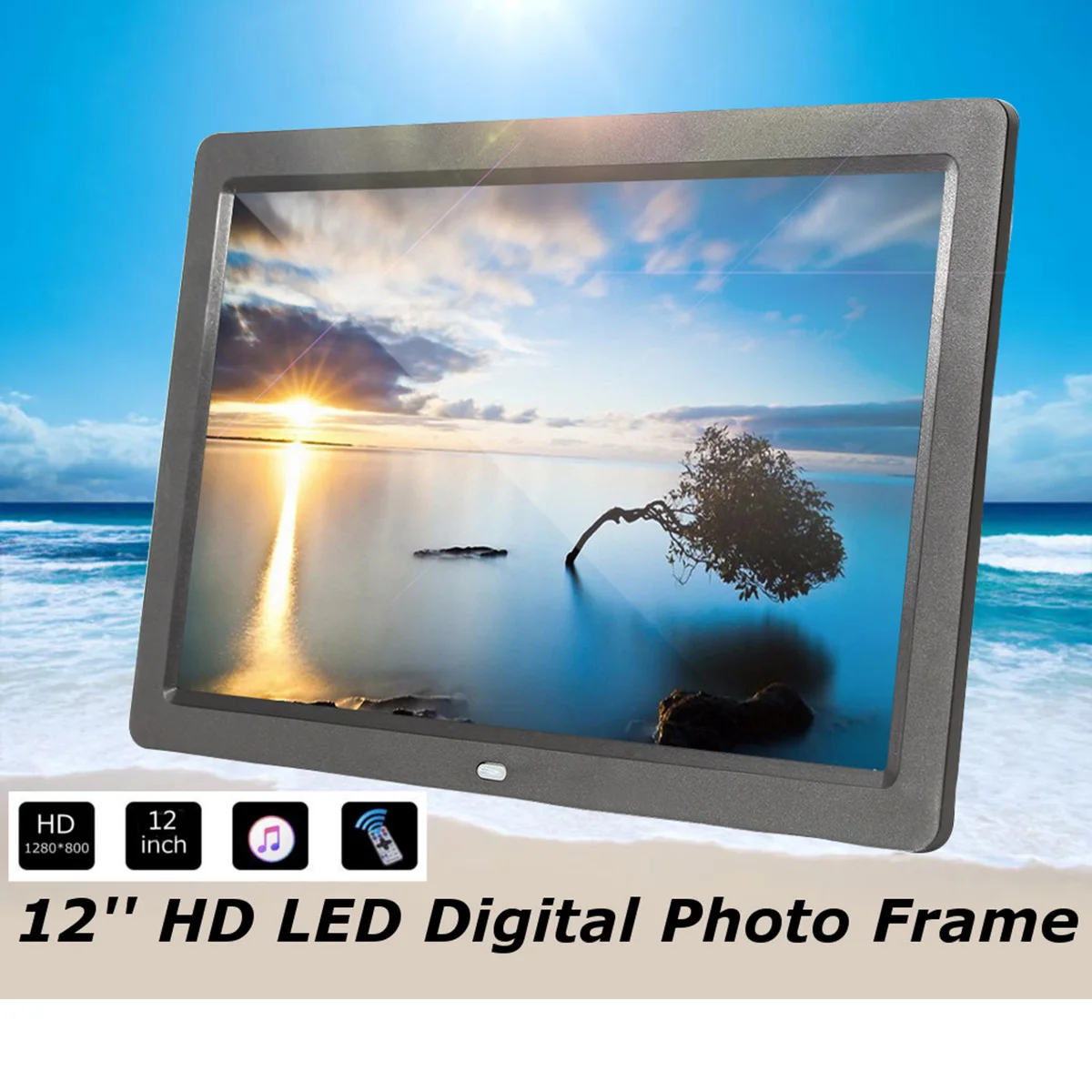 

12" Frameless HD Digital Picture Photo Frame Movie MP4 Player Remote Control US