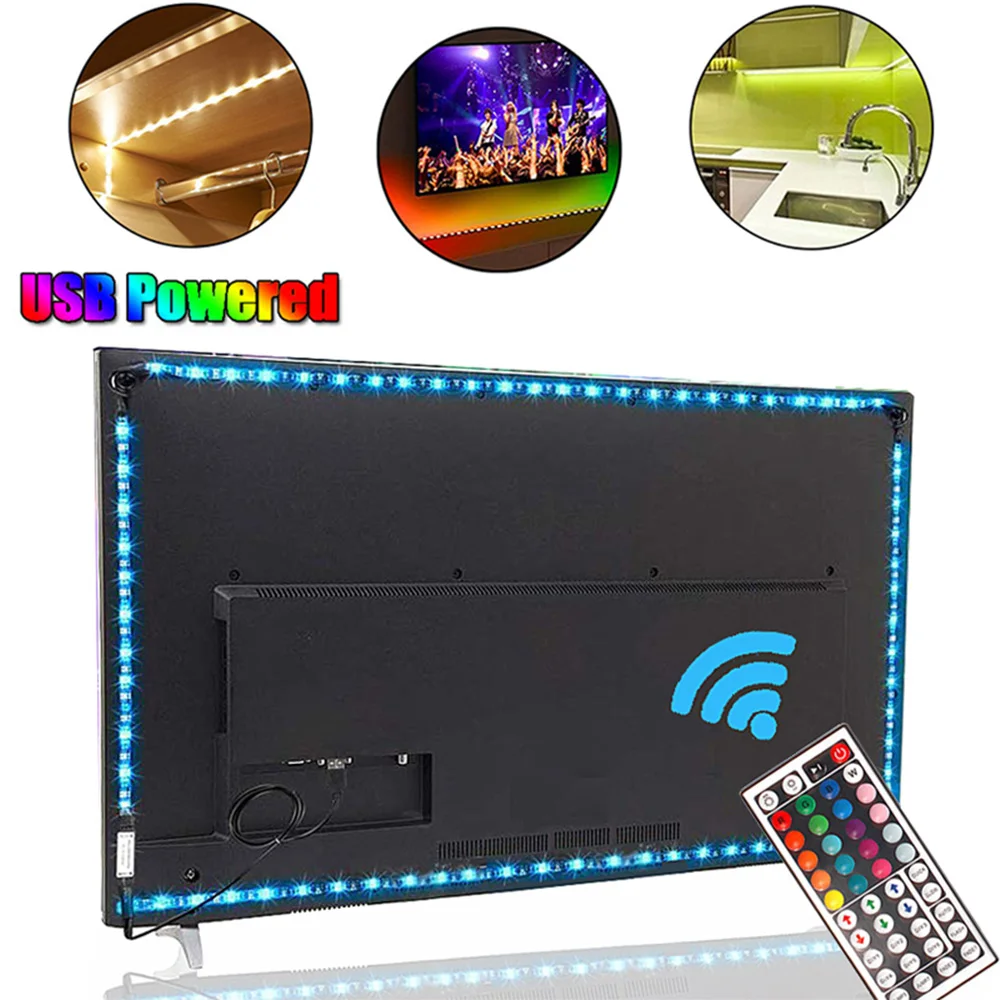 

USB LED Strip 5050 Bluetooth RGB Tape 5V TV Background Lighting 50CM 1M 2M 3M Flexible Ribbon LED Light Strips Remote Controller