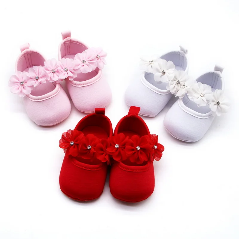 

2020 Fashion Baby First Walker Shoes Kids Girls Ballerina Shoes Infant 3D Flower Rhinestone Baby Party Casual Shoes