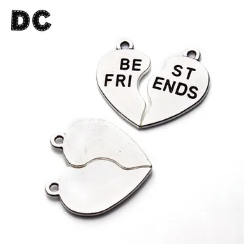 

10sets/lot Antique Silver Color 23mm Metal Broken Heart Best Friends Charms Pendants for Necklaces Bracelets Jewelry Making