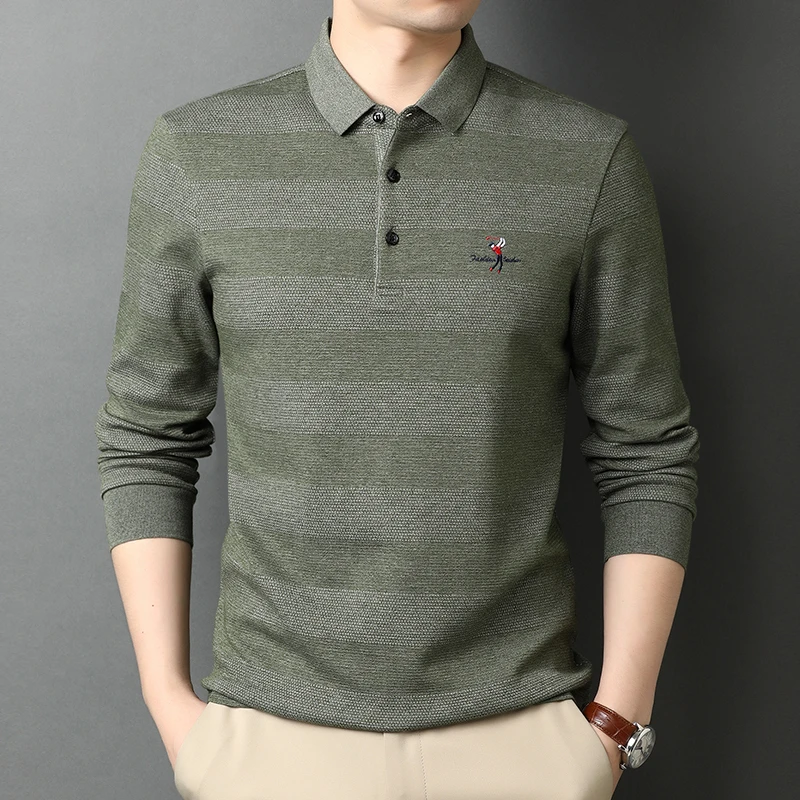 Zimaes-Men Comfy Long Sleeve Turn Down Collar Embroidery Christmas Day Polo Shirt Zimaes-Men Comfy Long Sleeve Turn Down Collar Embroidery Christmas Day Polo Shirt