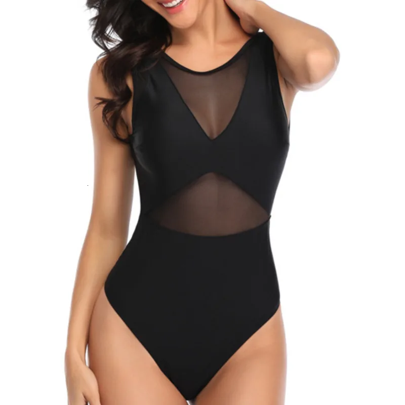 One-Piece Swimsuit Black Women Push-Up Sexy Ladies New Net Female