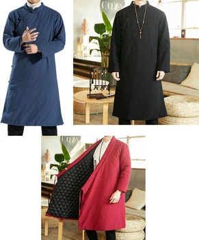 

High quality cotton&linen Winter warm taoist kung fu robe uniforms wushu martial arts tai chi gown clothing coat Wing Chun suits
