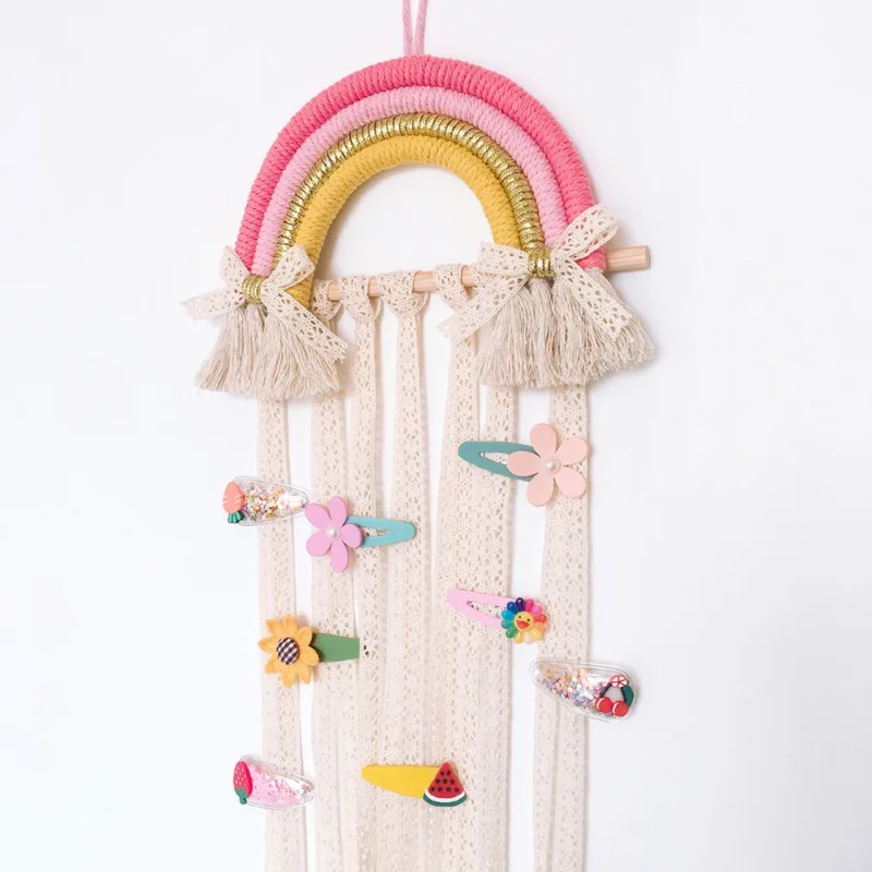 Hairband Storage Belt Barrette Organizer Hair Clips Holder DIY Rainbow Decoration Wall Hanging for Home | Дом и сад