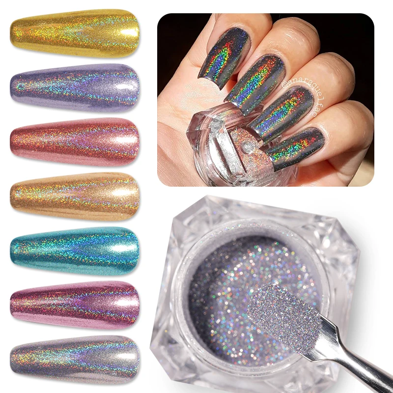 BORN PRETTY блеск для ногтей Holo блестки лазерного маникюра пигментная пудра дизайна 0 2