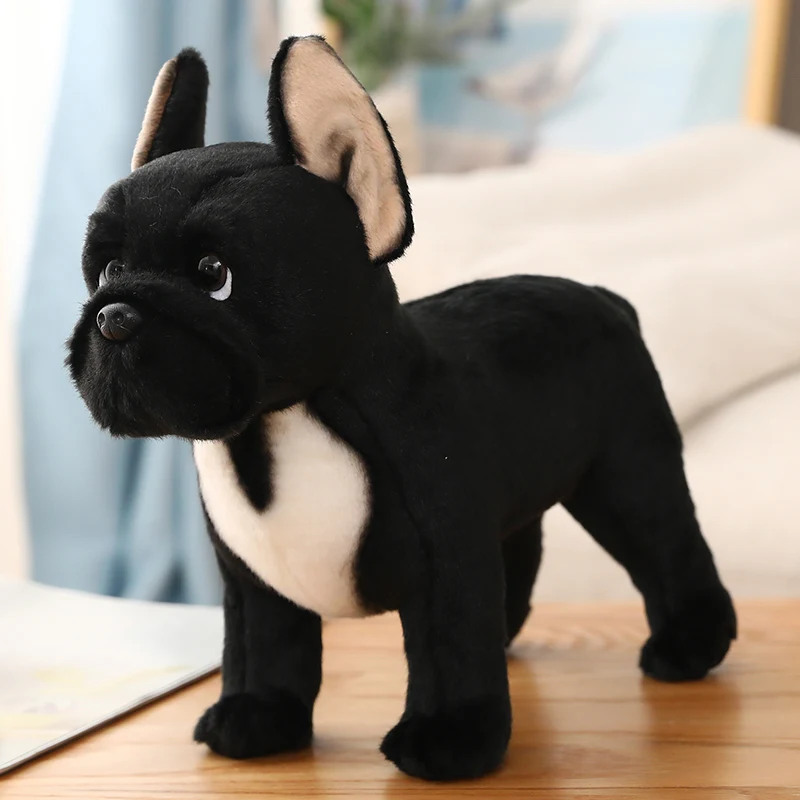 French Bulldog Stuffed Animal Black Dog Cute Soft Cuddly Toy Realistic Plush