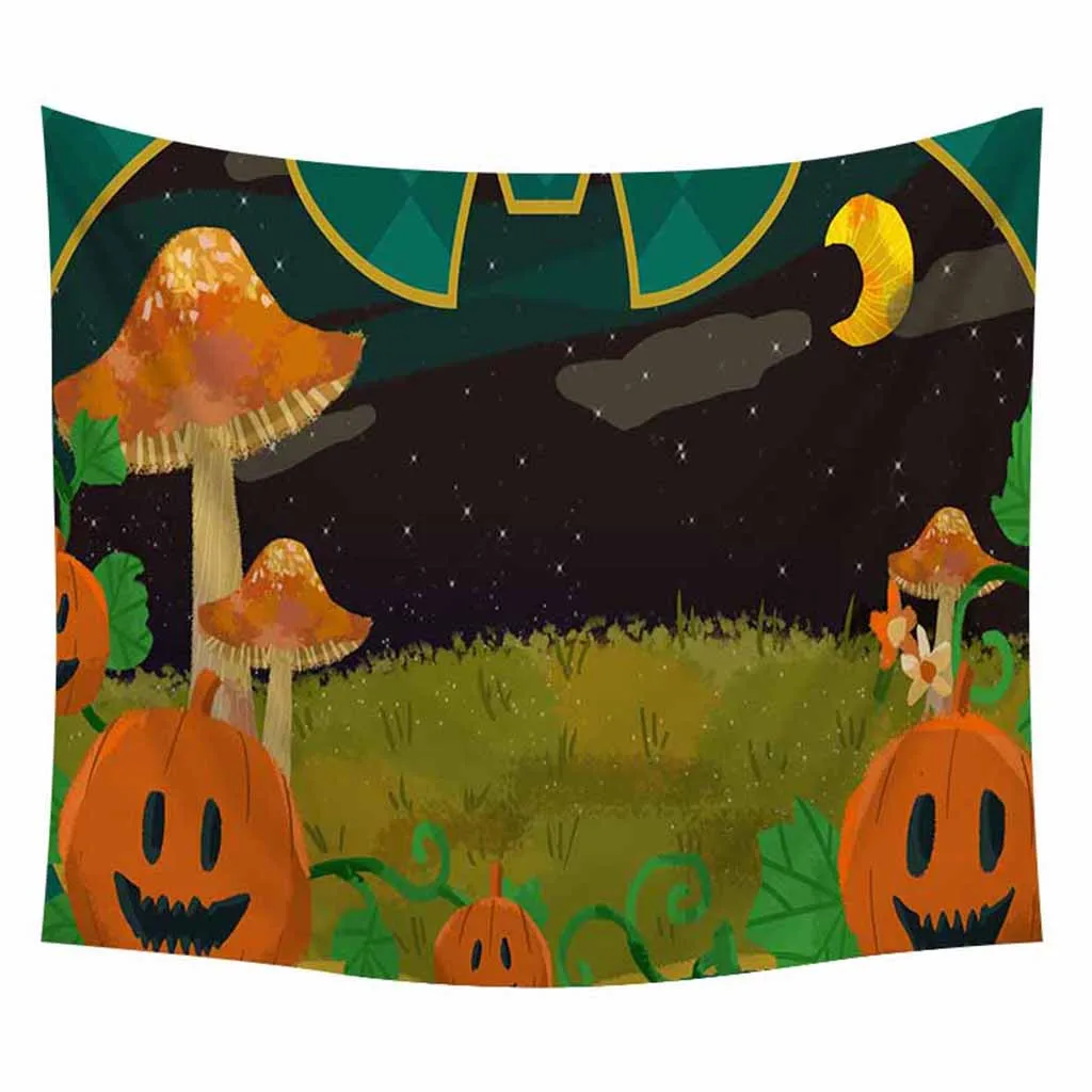 I Тематический гобелен на Хэллоуин, Классический гобелен с изображением тыквы и гримасы, настенный гобелен, художественное украшение для дома - Цвет: I