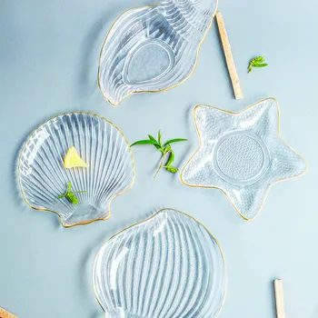 

Ocean Series Transparent Lead-free Crystal Glass Conch Styling Bowl Tray Phnom Penh Starfish Scallops Plate Dinnerware Set