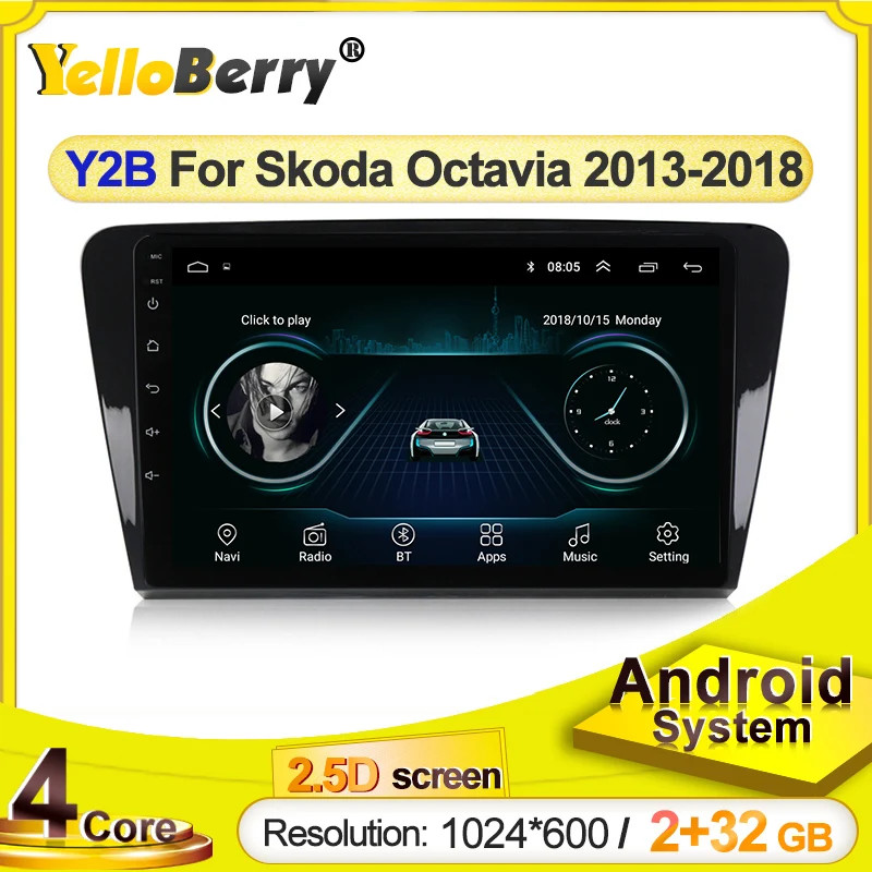 Автомагнитола YellowBerry 2 din без dvd с GPS-навигацией стерео для Volkswagen SKODA Octavia 3 A7 2014-2018 |