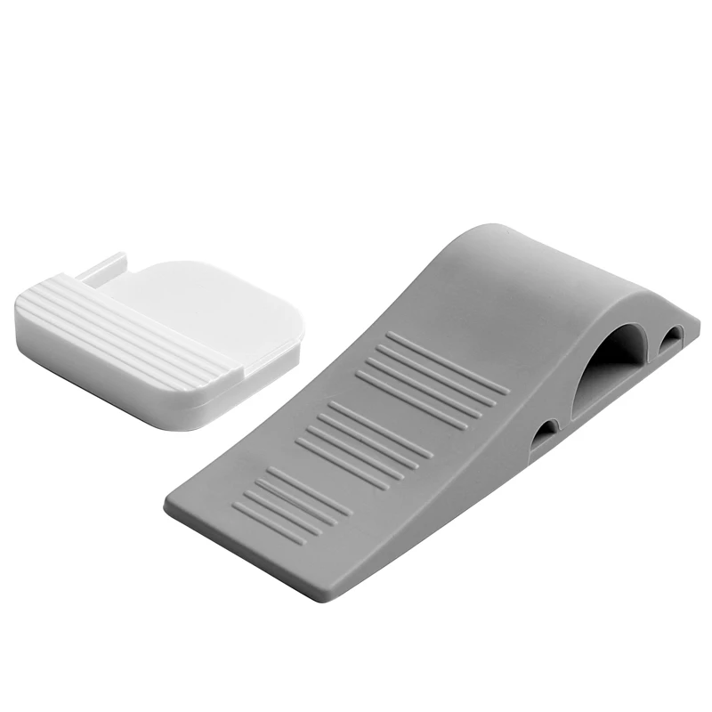 

3x Decorative Door Stopper With Free Bonus Holders, Door Stop Works on All Floor Surfaces, Premium Rubber Door Stops Gray White