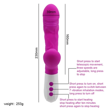 Thrusting Sucking Rabbit Vibrator for Women Telescopic Rotating Dildo G Spot Massager Heating up 3 in 1 Anal Vibrators Sex Toys 3