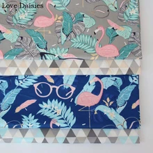 Хлопок саржевая ткань мультфильм Серый Синий очки Фламинго листья три угла ткань для комплект кровати «сделай сам» Подушка платье лоскутное Декор