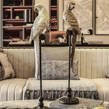

Soprammobili Moderni Enfeitesdeco Knutselen Sculpture Statue Mascot Parrot Resin Art Craft Home Furnishings Articles Gifts