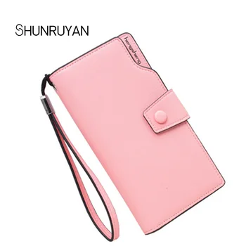 

SHUNRUYAN Long Solid Luxury Brand Women Wallets Fashion Hasp Leather Wallet Female Purse Clutch Money Women Wallet Coin Purse