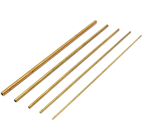 10-Piece Assorted Brass Tube Set - Various Diameters and Lengths with 0.5-2 mm Wall Thickness