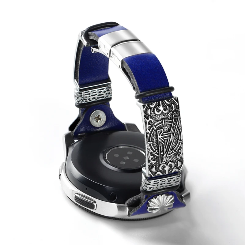 18 20 22 мм кожаный ремешок для samsung Galaxy Watch 42 мм 46 мм для gear S3 Frontier сменный ремешок для браслета быстросъемный ремешок для часов - Цвет ремешка: blue A