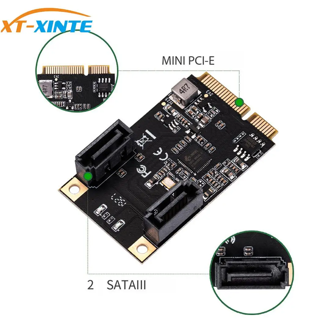 

2 Port SATA III Full Mini PCIE 3.0 Gen3 PCI-Express Controller Card SATA 3.0 Mini PCI-E Hard Disk SSD Adapter Extension Card