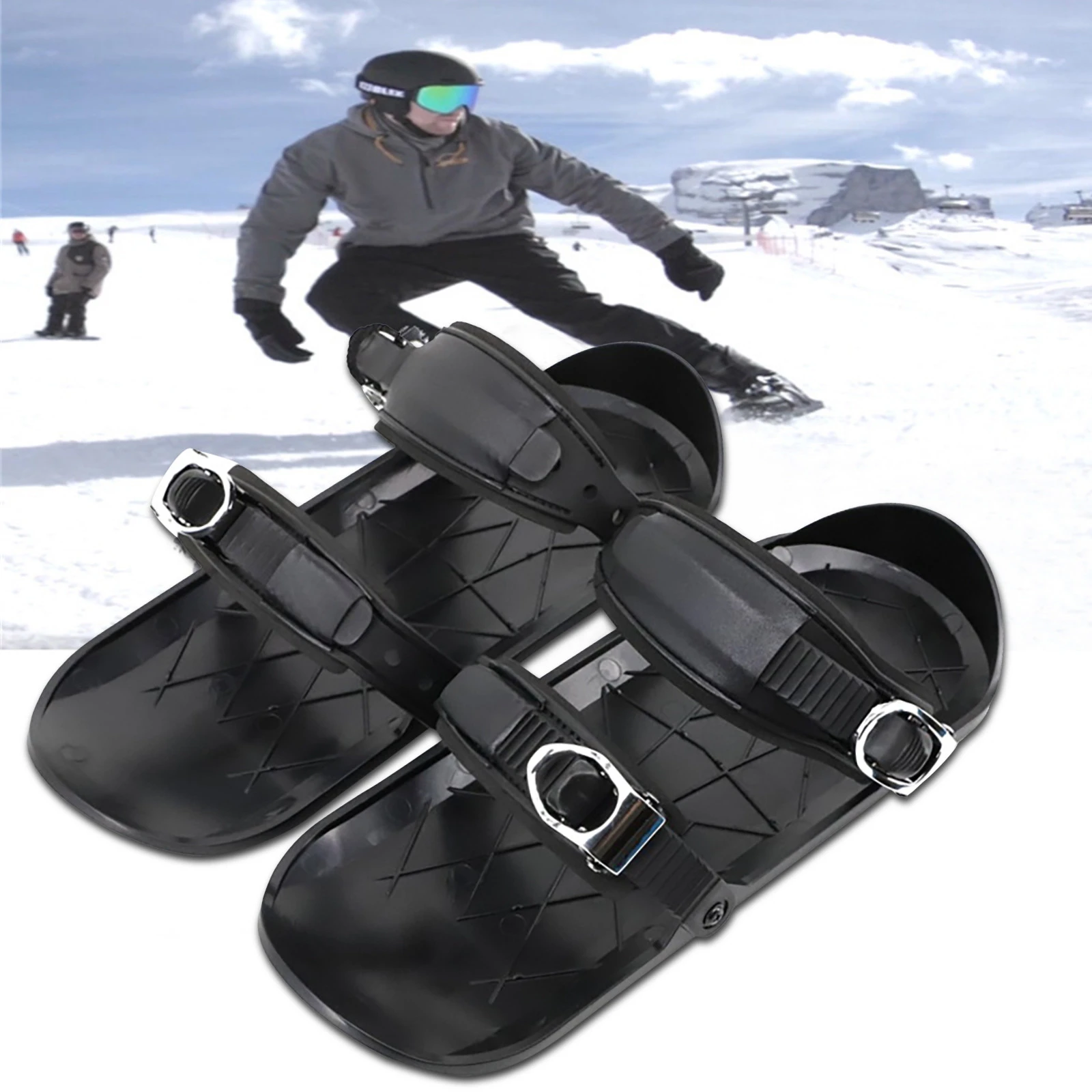 New Mini Ski Skates Short Skiboard Snowblades Quality Adjustable Bindings Portable Skiing Shoes Snow Board#g4| | -