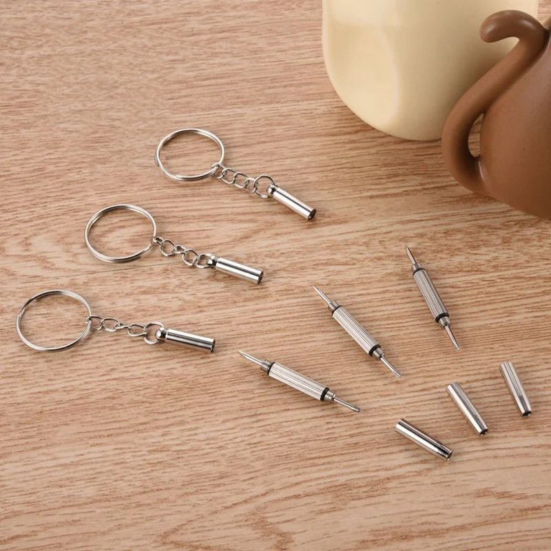 Best 100Pcs/Pack 3 in 1 Eyeglass Screwdriver Sunglass Glasses Watch Repair Tool Kit with Keychain Portable Screwdriver Tool