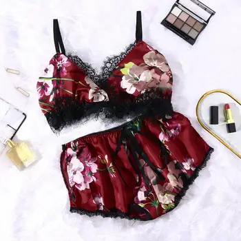 

Pajamas Womens Sexy Sling Sleepwear New Fashion Ladies Underwear Pajamas Sling Lingerie Sexy Lace Trousers Nightgown hot P3M