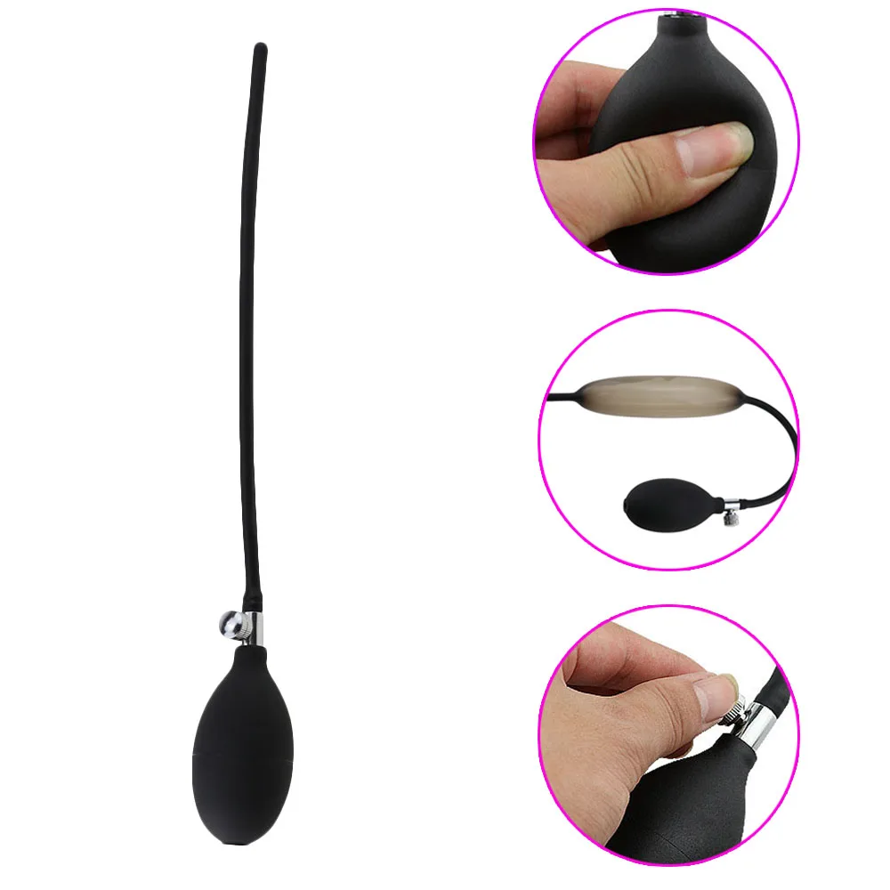 Inflatable Long Silicone Penis Urethral-Dilator Sounds Stretching Plugs Pump party Valentine's Day Anniversary gift