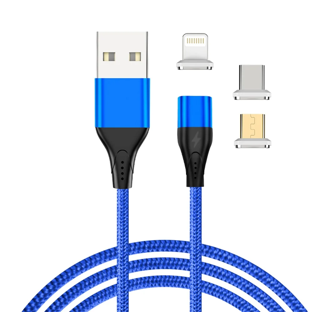 Магнитный Micro USB кабель 3 в 1, кабель для быстрой зарядки и передачи данных, Магнитный зарядный кабель usb type C IOS, 1 м