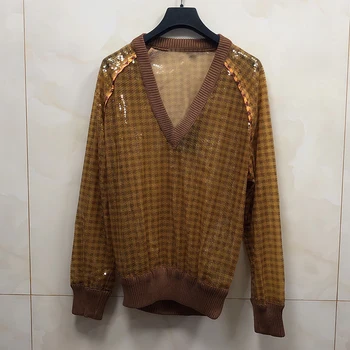 

Top Quality Sweater Women 2020 Luxury Casual V-neck Sweater Pullovers Lady Sweater