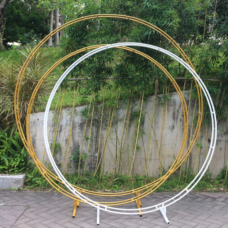 JAROWN Wedding Party Props Backdrop Iron Arch Stand Decor Double Round Ring Arch Frame Decorative Flower Arch Door Decoration (3)