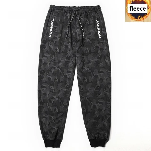 fleece Осень зима мужские флисовые тренировочные штаны спортивные штаны с буквенным принтом плюс Размер 6XL 7XL 8XL повседневные спортивные штаны с высокой талией эластичные тянущиеся 48 - Цвет: fleece