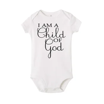 

I am a child of god letter print Newborn Infant Baby Girl Boy Short Sleeve Romper Jumpsuit Playsuit Outfits Clothes