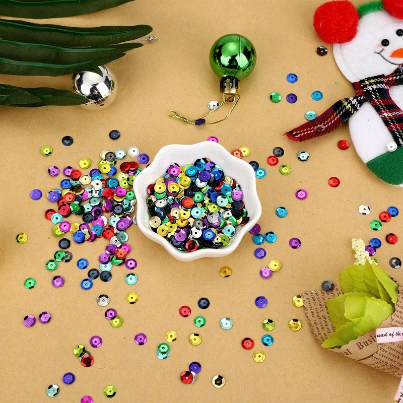 1 Pack Of 20G Sequins- Size: 6Mm, Curved Round Sequins- Perforated Beads For Garment Material- Color
