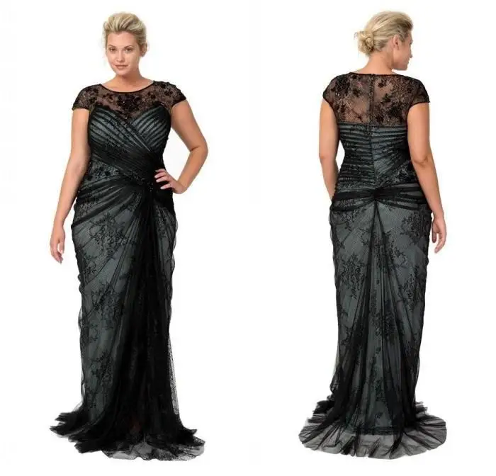 Vestido de noiva festa longo abiye кружевное черное вечернее платье русалки с рукавами-крылышками на заказ платья для матери невесты