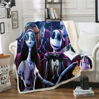 

3D Printed The Nightmare Before Christmas Blankets Winter Warm Red Skull Throw Blanket For Adults Thick Bedspread Nap Blankets