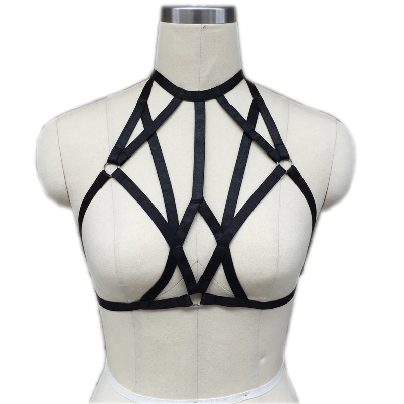 

fashion Apparel women bondage harness cage bra sexy summer lingerie Handmade bondage harness black bra