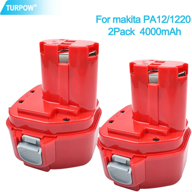 Turpow 12v 4000 мА/ч, сменный никель-металлогидридный аккумулятор Батарея для Makita 1220 PA12 1222 1233S 1233SA 1233SB 1235 1235A 1235B 192598-2 Батарея - Цвет: 2PACK  4.0Ah