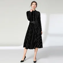 Ozhouzhan женское платье с длинным рукавом, модное, дебютантное, элегантное, Liangsi, бархатное, средней длины, талия, обнимающее платье