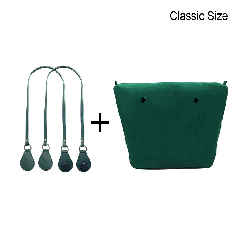 1set 85cm Long Microfiber Leather Handles with Canvas Floral Insert Inner Pocket for Classic Mini Obag O Bag Women Handbag 