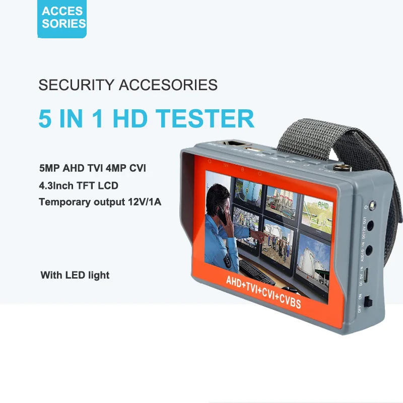 

4.3-Inch LCD Screen 1MP/2MP/3MP/4MP/5MP AHD/CVI/TVI/Analog Small CCTV camera Tester
