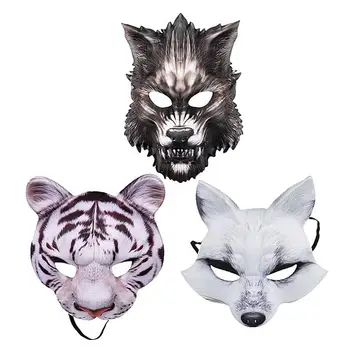 

3 Pcs Halloween Tiger Wolf Fox Simulation Masks for Mask Halloween