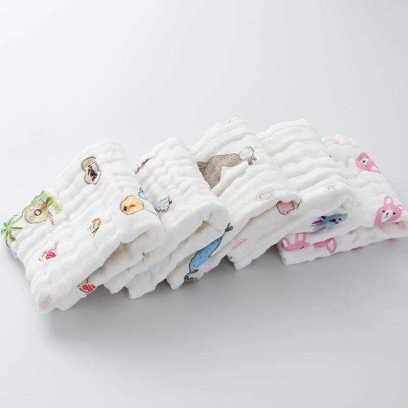 Random Color-5pcs 5 шт./лот, хлопковый Детский носовой платок, квадратный фруктовый узор, полотенце 23x23 см, муслиновое, милое детское полотенце для лица - Цвет: Random Color-5pcs