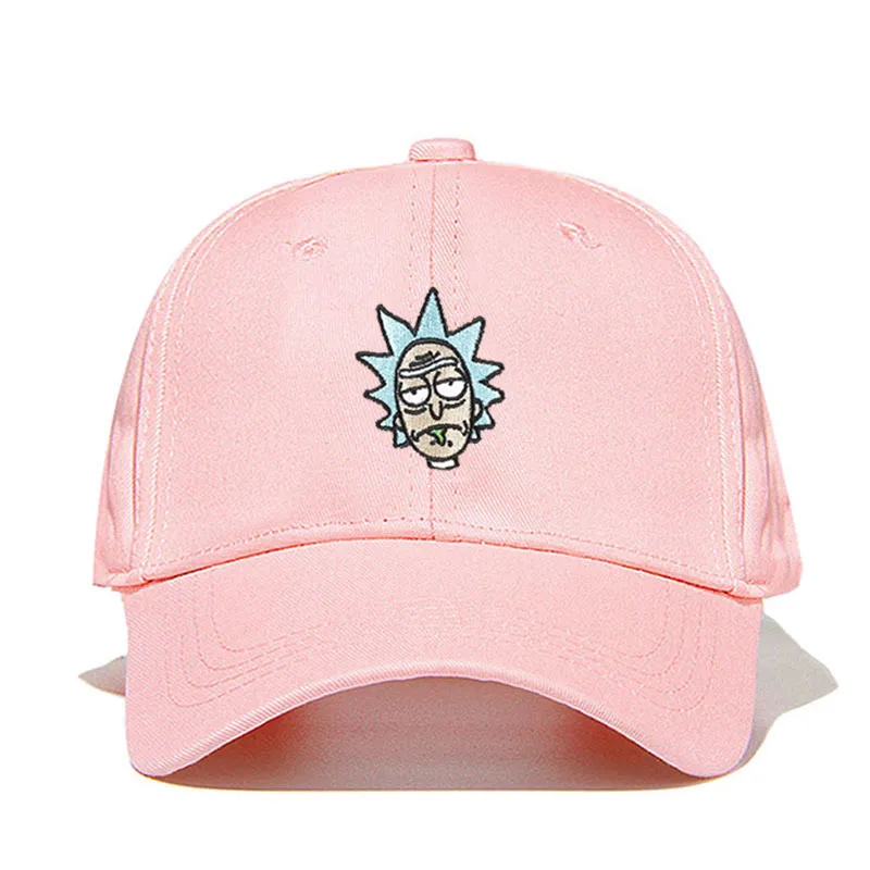 Рик и Морти хаки папа шляпа Crazy Rick бейсболки женские Американский Аниме хлопок вышивка Snapback аниме любителей кепки для мужчин - Цвет: Розовый
