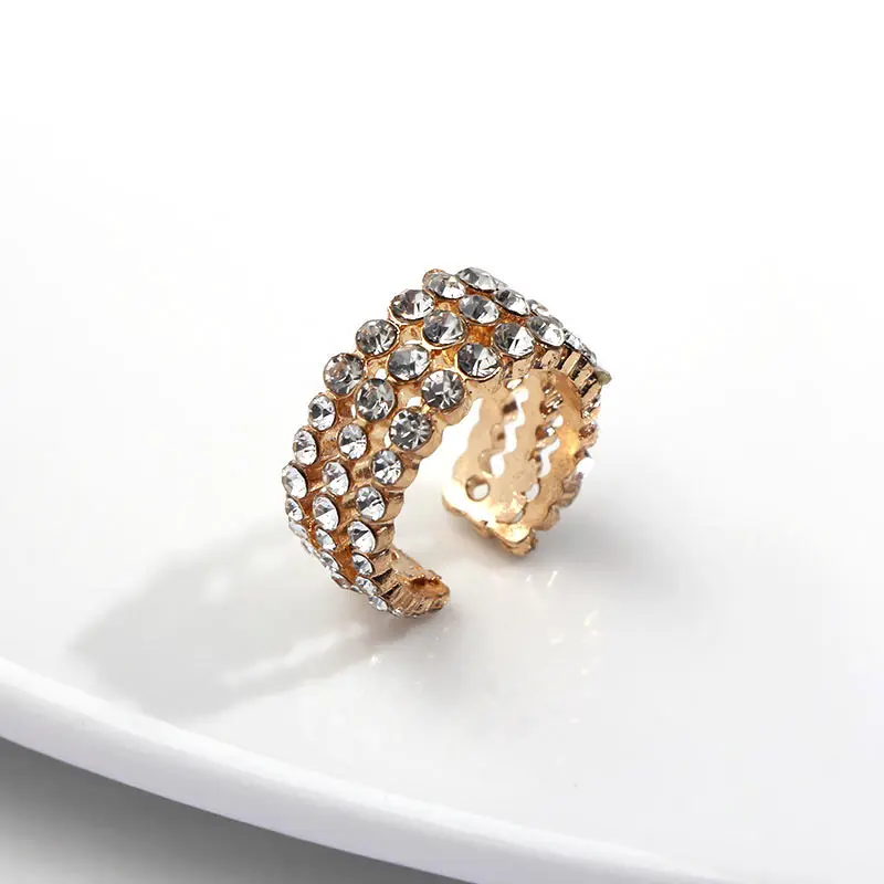 JUST FEEL Новая мода кафф в виде груши Богемия Stackable C образный чешские камни маленькие серьги клипсы для женщин ювелирные изделия