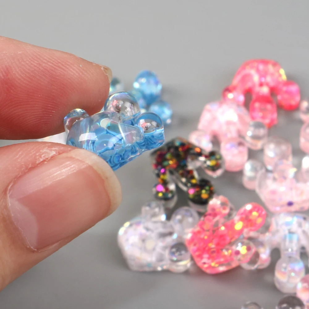 Дэвид Энджи 50 шт./лот корона цветок Любовь Сердце Блеск 3D смолы DIY украшения луки, 50Yc8151