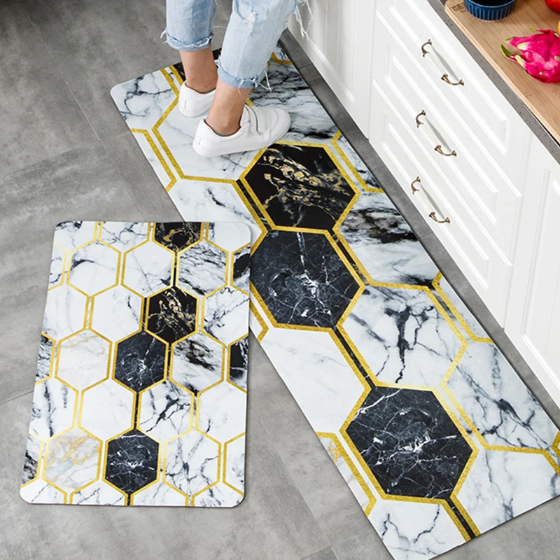 Кухонный напольный коврик нордический ins Противоскользящий маслостойкий дверной коврик Домашний коврик для ног ПВХ моющийся коврик в полоску