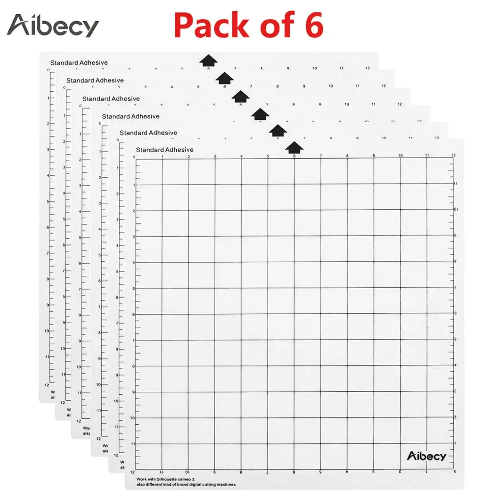 Pack of 6 Aibecy коврик для резки 12 дюймов измерительная сетка Repalcement полупрозрачный, полипропилен материал режущий коврик клей коврик DIY инструмент разделочная доска - Цвет: Pack of 6