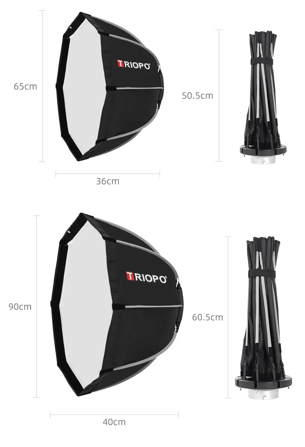 Triopo Quickly Release K2 55cm 65cm 90cm 120cm Bowens Mount Octagon Softbox + Ho