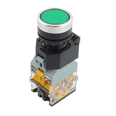 

415V 10A Green Sign Latching Push Button Switch 22mm 1 NO 1 NC