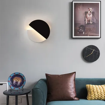 

Nordic modern minimalist bedside lamp LED bedroom creative lamp background wall corridor aisle rotatable wall lamp MJ711